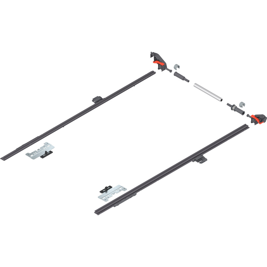 MERIVOBOX Stabilizacja boczna, dł.=650 mm, KB=1400 mm, pełen wysuw+R7037 ciemnoszara*P/U: 1/10