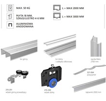 Systemy drzwi przesuwnych Zestaw MARS do 3 drzwi przesuwnych - czarny / dł. 300 cm / 50 kg - Valcomp