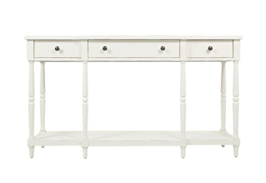 Konsola z szufladami i półką AVOLA ANTIQUE WHITE 3S - biały