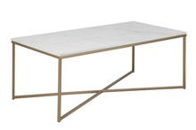 Stolik kawowy ALISMA 120x60 - biały/złoty