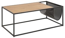Stolik kawowy z gazetnikiem SEAFORD 110x60 - dziki dąb/czarny