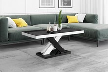 Ława XENON Lux MINI - wysoki połysk/czarno-biały/nogi mieszane
