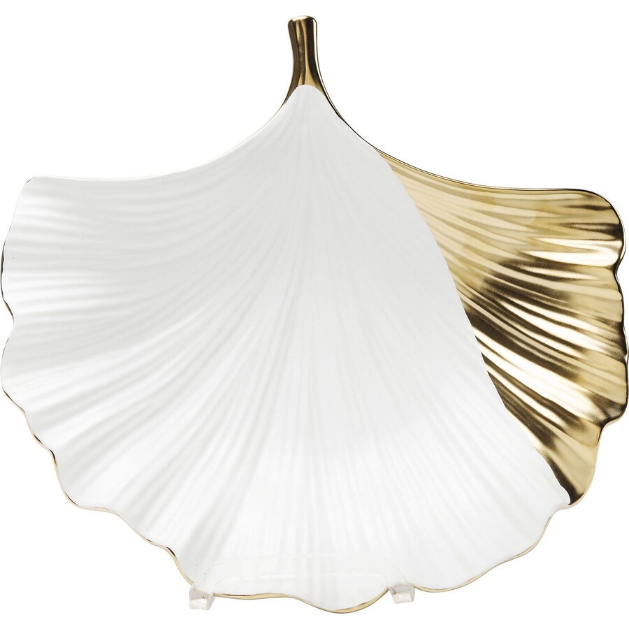 Półmisek porcelanowy GINKGO ELEGANCE SIDE - biały/złoty