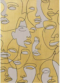 Obraz grafika złoty twarze 70x100 cm