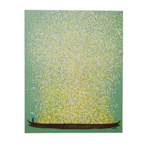 Obraz FLOWER BOAT 80x100 - zielony/żółty