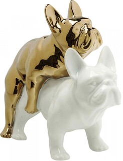 Figurka dekoracyjna porcelanowa biała 11x20 cm psy