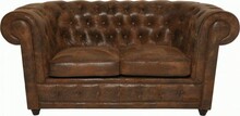 Sofa 2-osobowa z ekoskóry OXFORD VINTAGE - brązowy