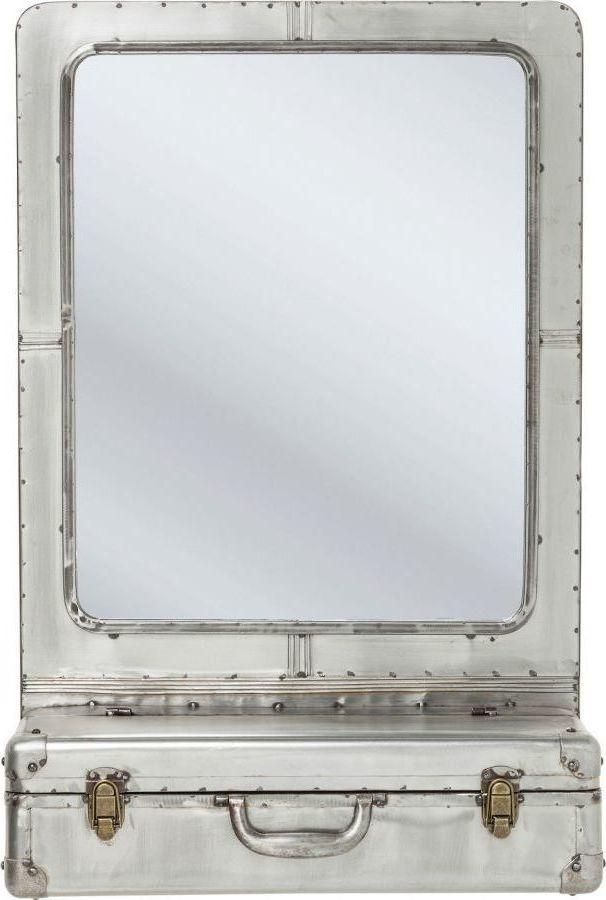 Lustro wiszące ze schowkiem SUITCASE 55x85 - srebrny