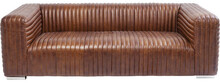 Sofa 3-osobowa ze skóry naturalnej brązowa 226 cm
