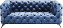 Sofa 2-osobowa welurowa LOOK - granatowy/srebrny