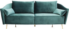 Sofa welurowa z poduszkami 232 x 90 cm turkusowa nogi złote