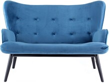Sofa 2 osobowa niebieska nogi czarne metalowe 140x76 cm