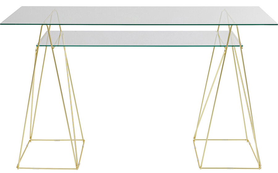 Biurko szklane z półką POLAR 135x65 - złoty