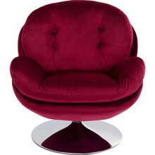 Fotel obrotowy welurowy COSY - bordowy/srebrny