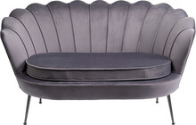 Sofa 2-osobowa welurowa 134 cm szare - nogi czarne