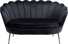 Sofa 2-osobowa welurowa 134 cm czarna - nogi czarne