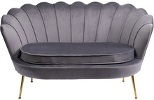 Sofa 2-osobowa welurowa szara 132 cm nogi złote