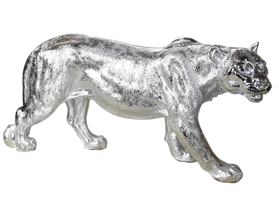 Figura lwicy A453-S 78x16x36 cm - srebrny