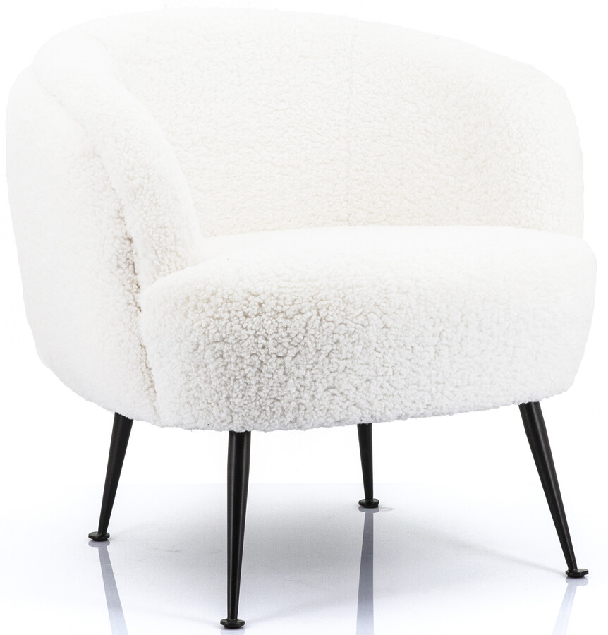 Fotel z tkaniny boucle 74 x 71 cm biały nogi czarne