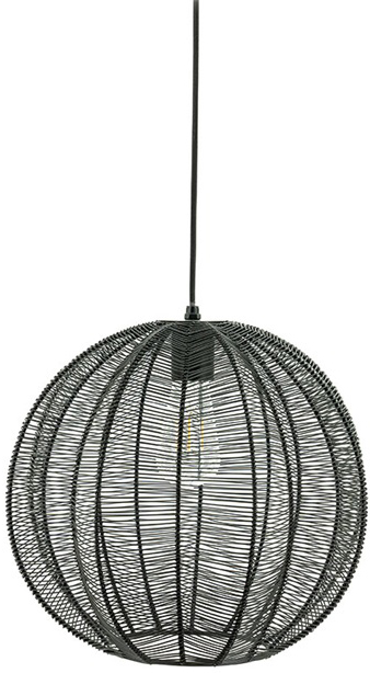 Lampa wisząca z okrągłym metalowym kloszem Ø32x33 cm czarna