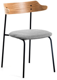 Krzesło szare siedzisko tapicerowane nogi czarne metalowe 52x49 cm