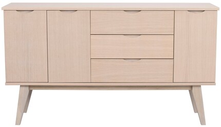 Komoda bielona fornirowana drewnem dębowym drewnianymi nogami 150x40 cm