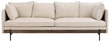 Sofa 3 osobowa beżowa nogi czarne 218x91 cm