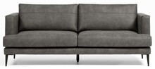 Sofa 2 osobowa ekoskóra grafitowa nogi czarne 183x87 cm