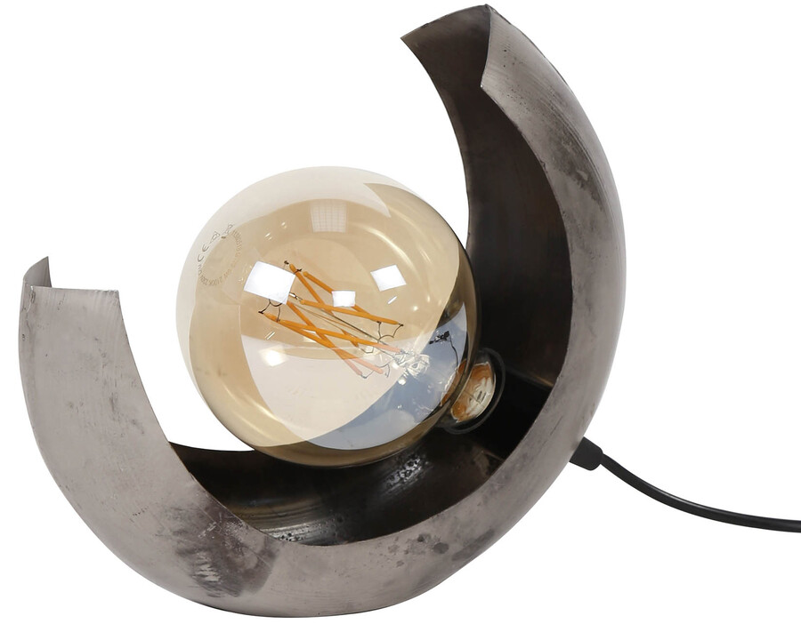 Lampa stołowa Half Moon 27x25 cm srebrna postarzana
