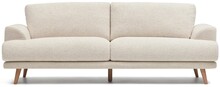 Sofa 3-osobowa 231 cm biała - nogi z litego buku