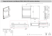 Kosze Cargo Cargo Mini Boczne Prawe MAXIMA PURO 15 cm + prowadnica Rejs - czarny/dąb - Rejs