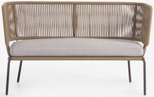 Sofa ogrodowa 2 osobowa metalowa beżowa 135x65 cm