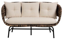 Sofa ogrodowa 2 osobowa rattanowa czarna 149x78 cm