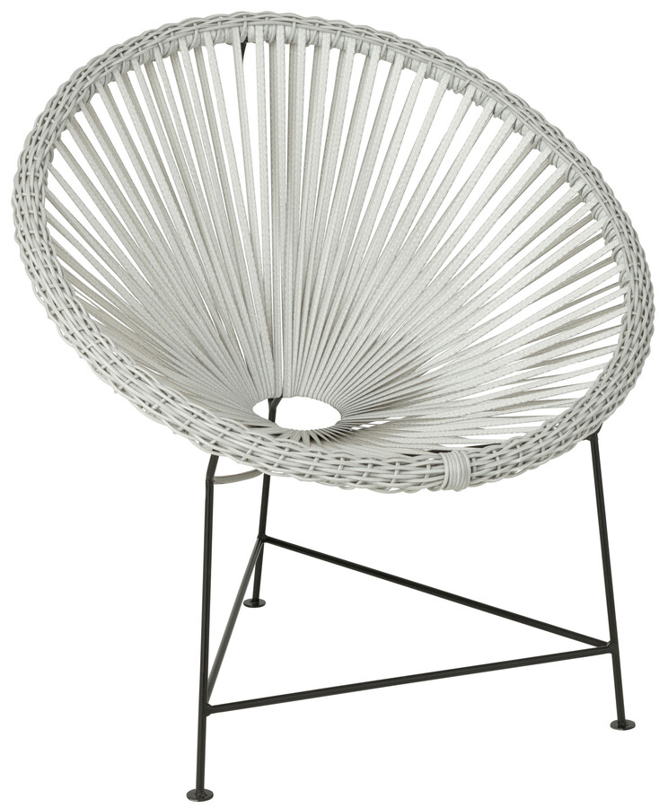Fotel ogrodowy rattanowy 80x70 cm biały - nogi czarne