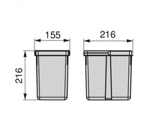 Pojemniki na śmieci do zabudowy Kosze do sortowania odpadów Wurth ECO-EC / 2x6 l  - Würth