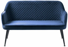 Sofa welurowa 2-os. 129 cm pikowana niebieska