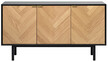 Komoda z 3 drzwiami 150 x 80 cm czarna - front beżowy
