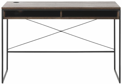 Biurko industrialne z półkami brązowe 120x60 cm