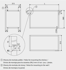 Stelaże metalowe SR19 Stelaż wiszący szer. 600 mm/wys. 360 mm/ gł. 315 mm Czarny - Gamet