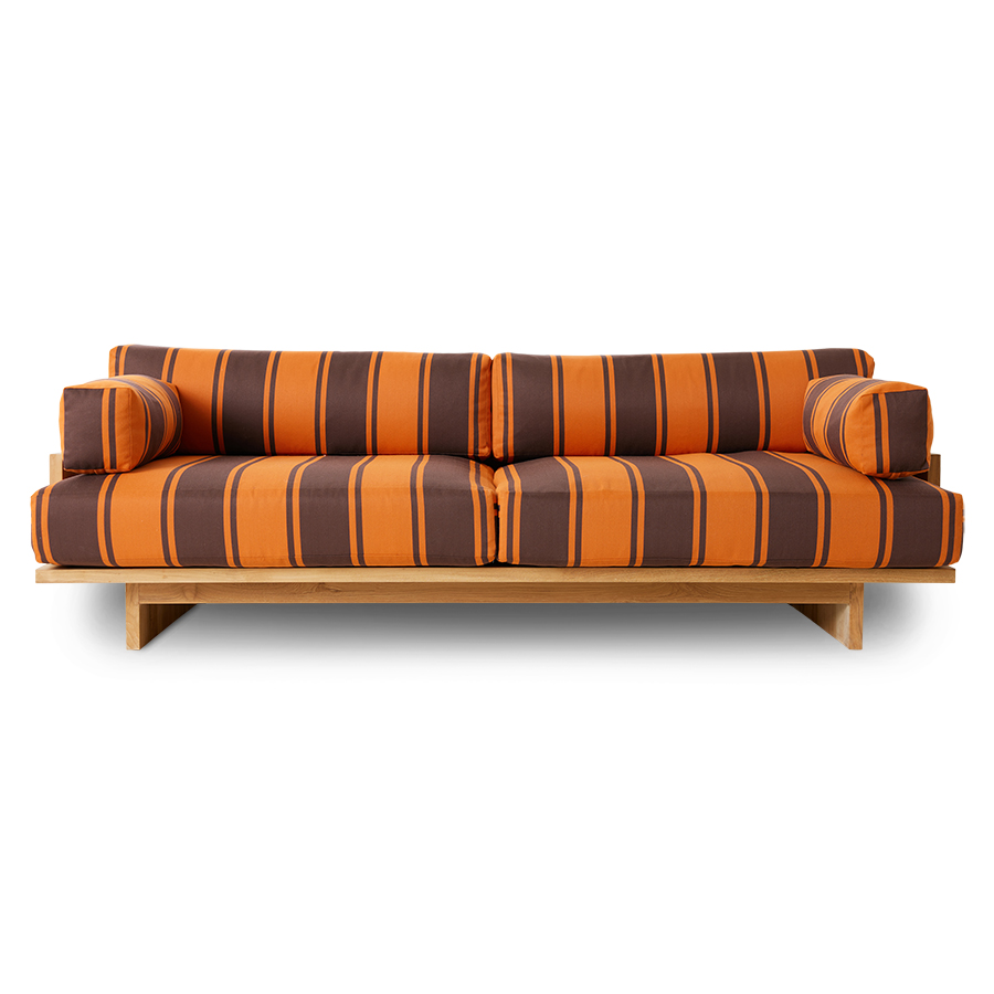 Sofa 3-osobowa OUTDOOR Retro - brązowy/teak