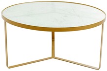 Stolik okrągły MARBLE 55 - biały/złoty