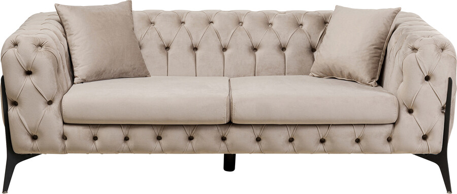 Sofa 2-osobowa welurowa BELLISSIMA - taupe/czarny