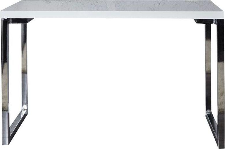 Biurko WHITE DESK 120x60 - biały połysk/srebrny