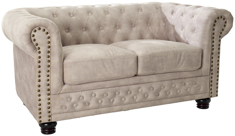 Sofa 2-osobowa pikowana CHESTERFIELD - szampański