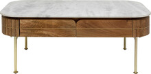 Stolik z szufladami GRACE 110x60 - biały marmur/drewno mango