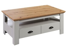 Stolik z szufladami LANDSIDE 110x65 - jasnoszary/dąb artisan
