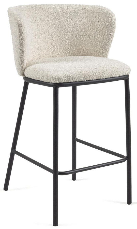 Hoker tapicerowany CISELIA 65 cm bouclé - biały