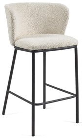Hoker tapicerowany CISELIA 65 cm bouclé - biały