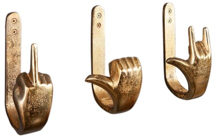 Zestaw 3 wieszaków FINGERS - złoty