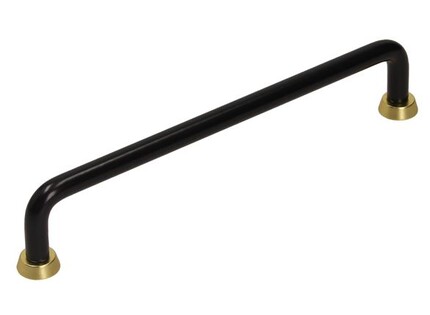 Uchwyt US18 Czarny Mat z ozdobnymi stopkami w kolorze złota, rozstaw 128 mm